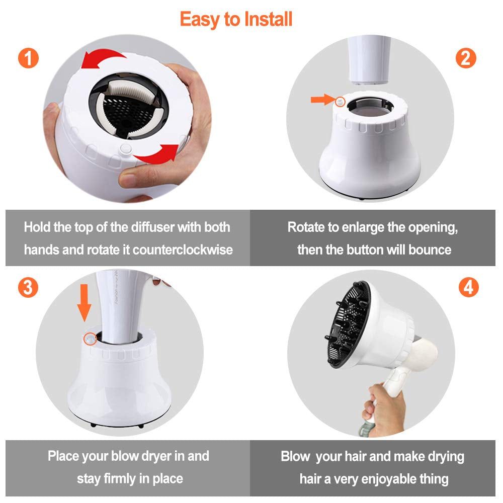 Universal Volumizing Hair Diffuser -- Fits over 99% Dryer on the Market